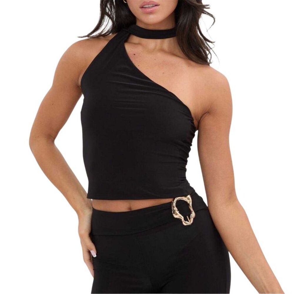 I Saw It First Womens/Ladies Silky One  Crop Top / Black